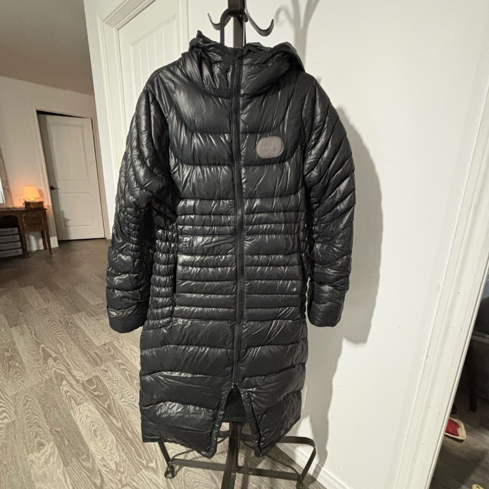 Women's Black Quilted Long Coat